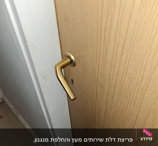 ידית דלת זהובה עם חור מנעול